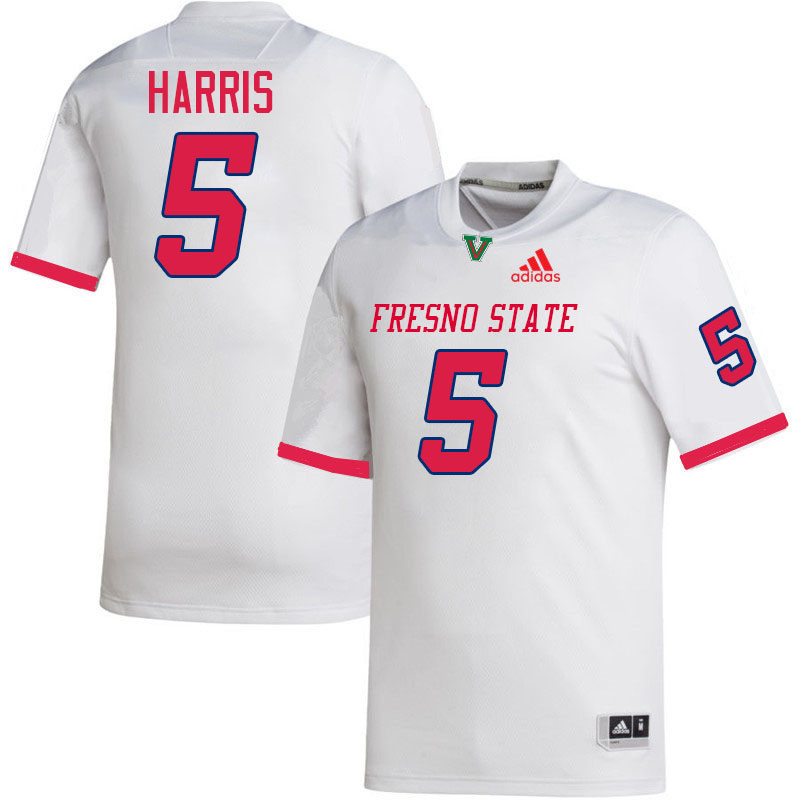 Fresno State Bulldogs #5 Simeon Harris College Football Jerseys,Uniforms-White